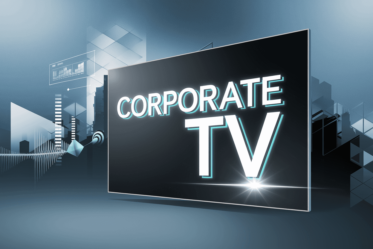 Corporate television with modern design and professional typography