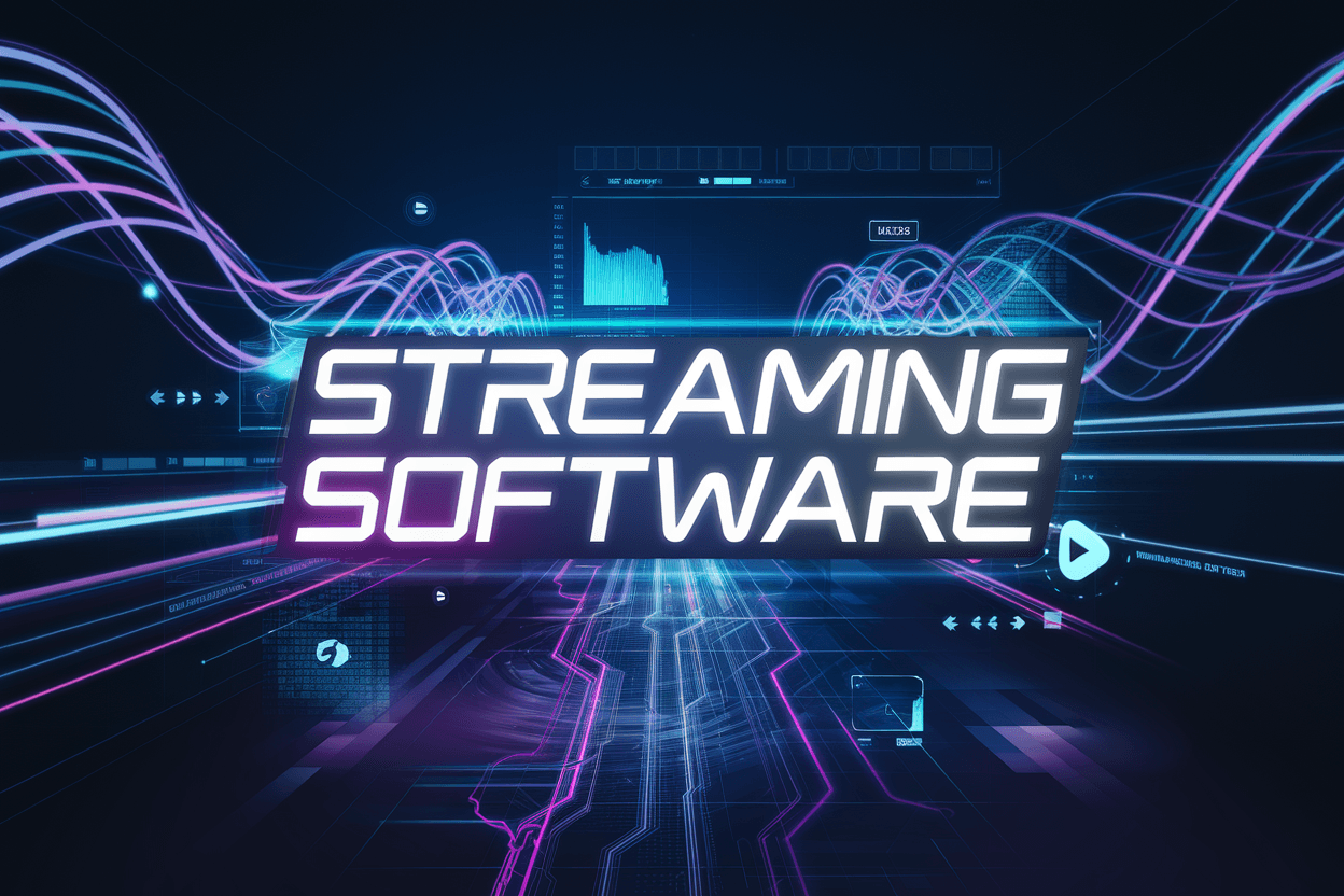 Streaming software with modern, bright design and digital elements