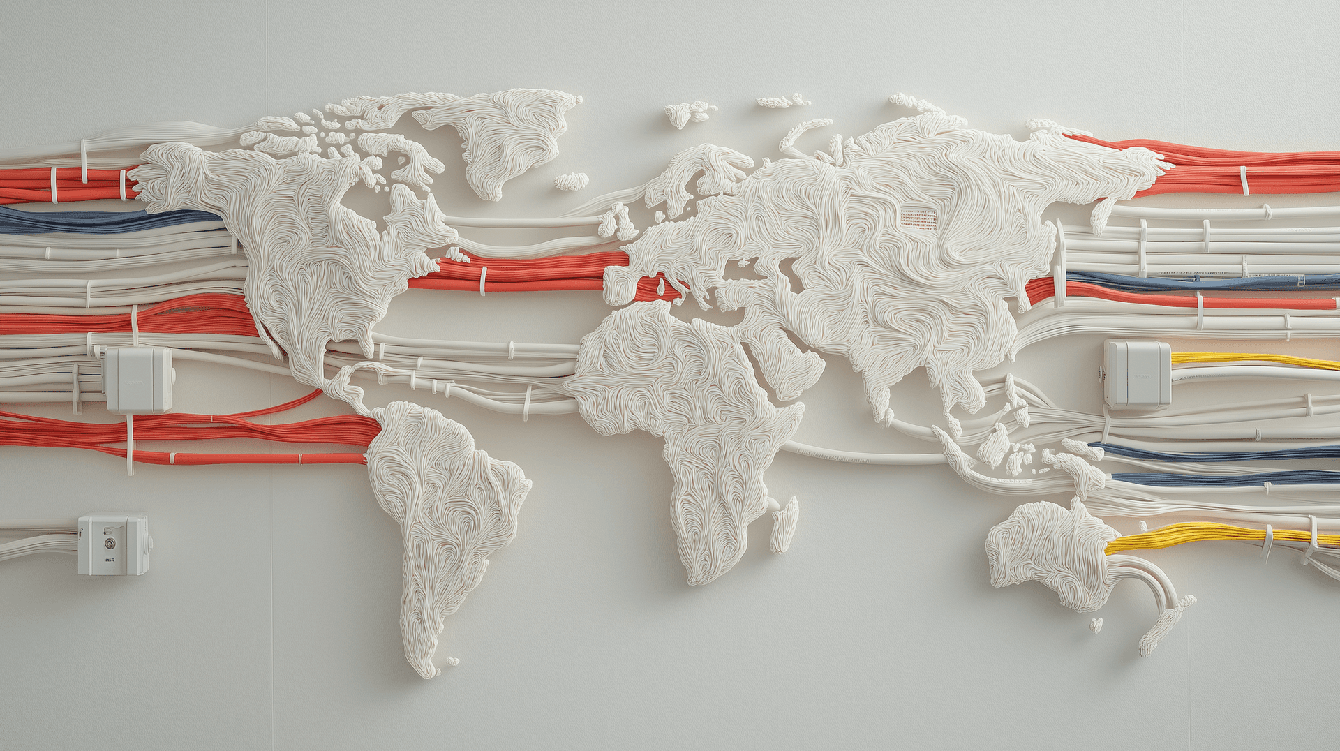 Infraestrutura global de vídeo em streaming: uma rede de cabos transmitindo dados ao redor do mundo
